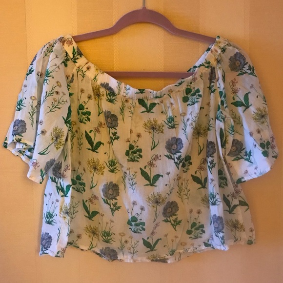 OAT + FAWN Off Shoulder Floral Botanical Blouse - Picture 5 of 6